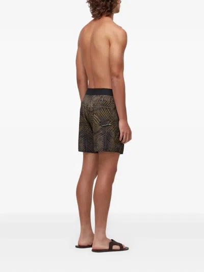 Osklen Palm-tree Print Drawstring Swim Shorts In Brown