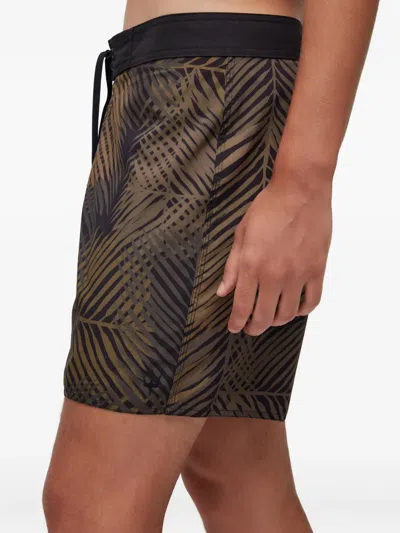 Osklen Palm-tree Print Drawstring Swim Shorts In Brown
