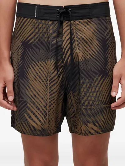 Osklen Palm-tree Print Drawstring Swim Shorts In Brown