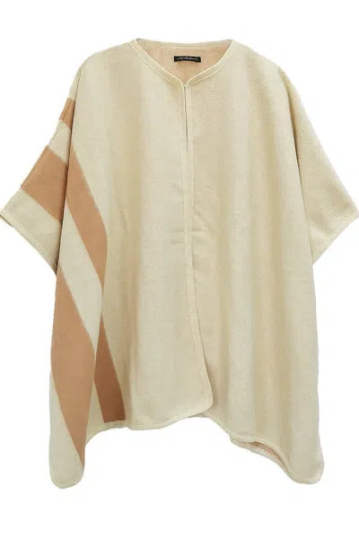 Truedames Striped Button Closure Cape Ruana Poncho In Multi