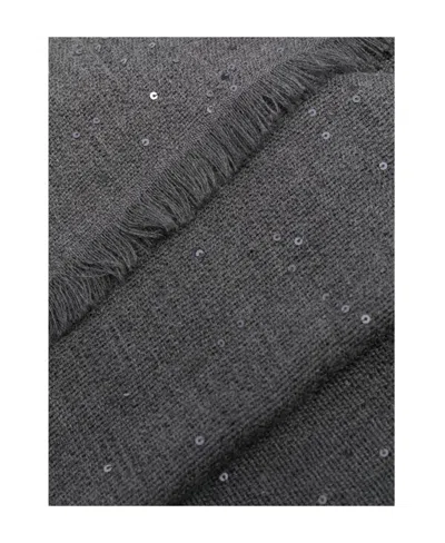 Brunello Cucinelli Sequin-embellished Scarf In Gray