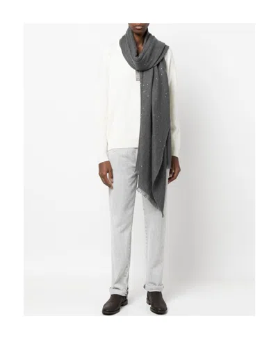 Brunello Cucinelli Sequin-embellished Scarf In Gray