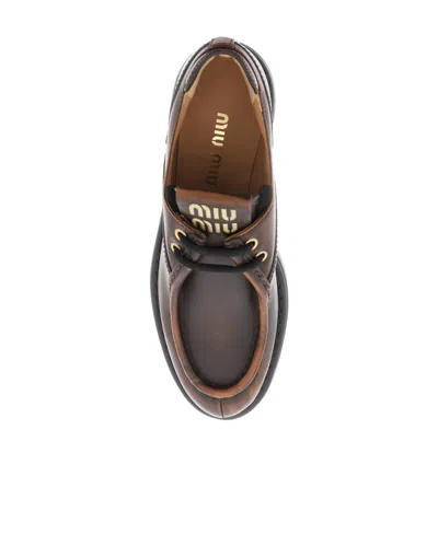 Miu Miu Lace-up Shoes Featuring Chunky Sole In Brown