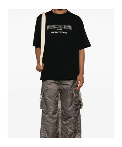 Undercover Boxy Black Short-sleeve T-shirt With Graphic Print In Black