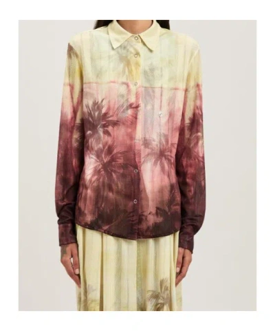 Palm Angels Sunset Palms Shirt In Burgundy