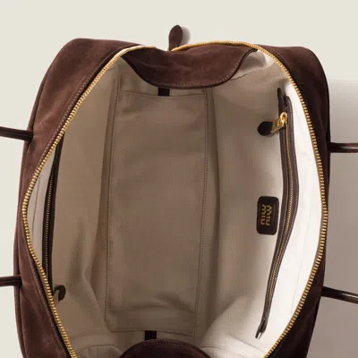 Miu Miu Rectangular Suede Tote Bag Top Handles In Brown