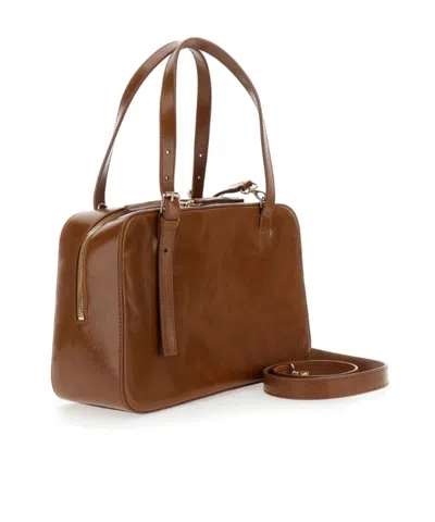 Apc Virginie Brown Shoulder Bag With Removable Shoulder Strap And Front Logo In Leather Woman