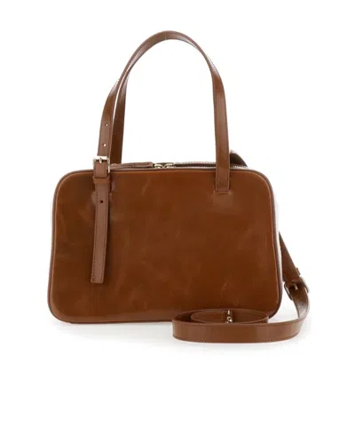 Apc Virginie Brown Shoulder Bag With Removable Shoulder Strap And Front Logo In Leather Woman