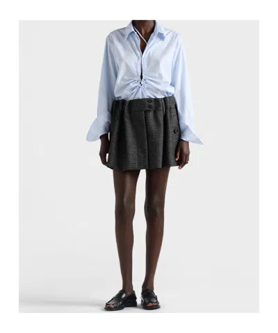 Prada Long Sleeve Collared Button Front Top In White