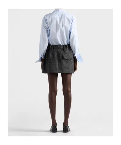 Prada Long Sleeve Collared Button Front Top In White