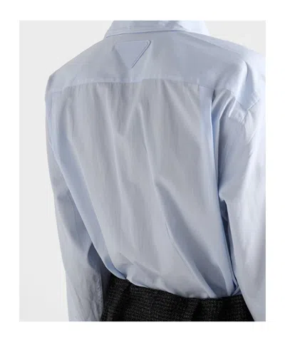 Prada Long Sleeve Collared Button Front Top In White