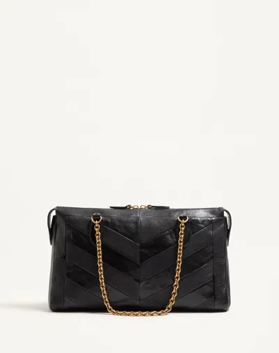 Valentino Garavani Panthea Small Shoulder In Nappa Leather With Chevron Pattern Bags In Black