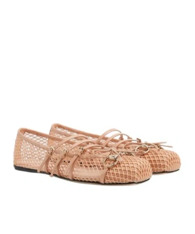 Gucci Net Nappa Triple-strap Horsebit Ballerina Flats In Pink