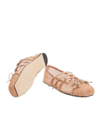 Gucci Net Nappa Triple-strap Horsebit Ballerina Flats In Pink
