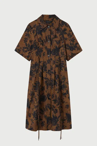 Lee Mathews Ivy Floral Midi Hirt Dress In Brown