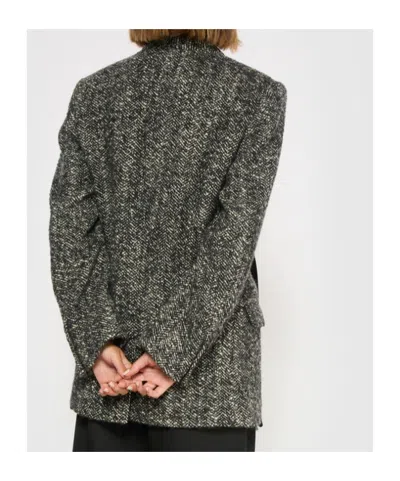 Isabel Marant Womens Atrium Ezzia Double-breasted Wool-blend Jacket Black Ecru In Black