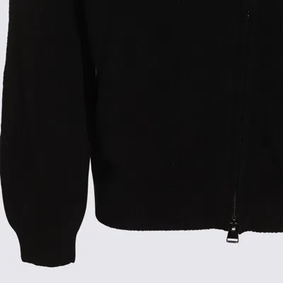 Canali Slim-fit Cotton Zip-up Sweater In Black