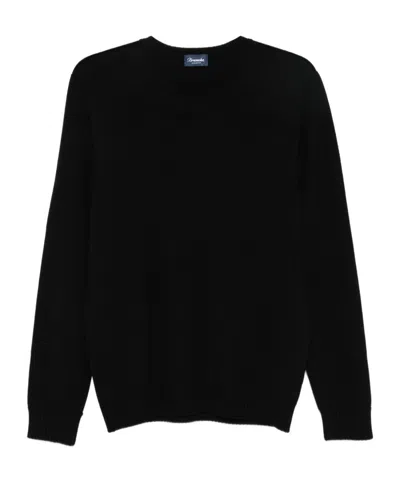 Drumohr Extrafine Merino Wool Crewneck Sweater In Black