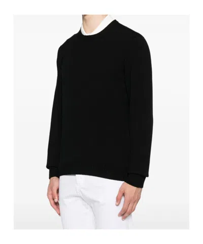 Drumohr Extrafine Merino Wool Crewneck Sweater In Black