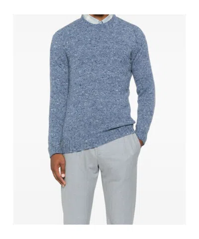 Drumohr Round Neck Border Sweater In Blue