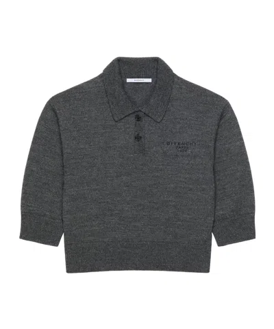 Givenchy Cropped Wool And Alpaca Polo Sweater In Gray