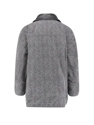 Givenchy Womens Black White Herringbone Relaxed-fit Cotton Jacket In Gray