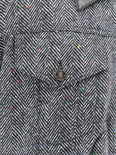 Givenchy Womens Black White Herringbone Relaxed-fit Cotton Jacket In Gray
