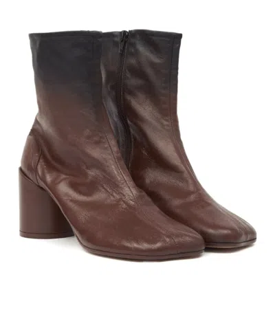 Mm6 Maison Margiela Anatomic Block-heel Boots In Brown