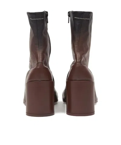 Mm6 Maison Margiela Anatomic Block-heel Boots In Brown