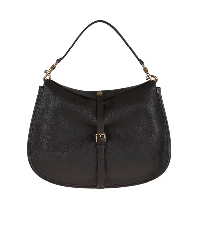 Etro Large Crossbody Bag In Tumbled Leather In Black
