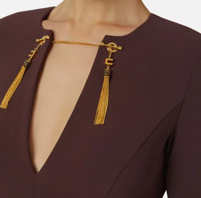 Elisabetta Franchi Midi Fit Dress In Burgundy