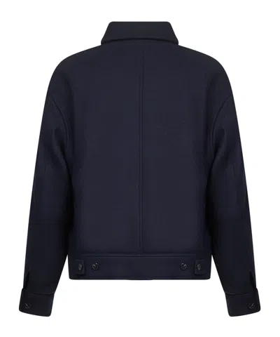 Dries Van Noten Collared Jacket Featuring Practical Front Pockets In Blue