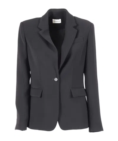 P.a.r.o.s.h Tailored Black Blazer With Single-button Closure In Blue