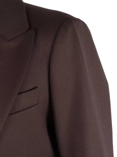 P.a.r.o.s.h Tailored Blazer With Structured Shoulders In Brown