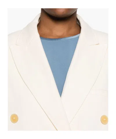 Forte Forte Double-breasted Tailored Jacket Featuring Flap Pockets In Neutral