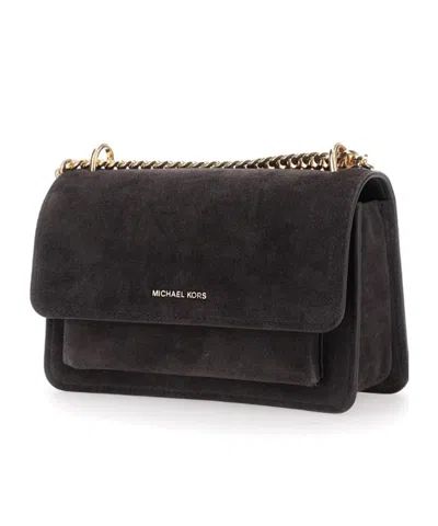 Michael Kors Brown Shoulder Bag With Chain Strap And Front Logo In Suede Woman In Brown