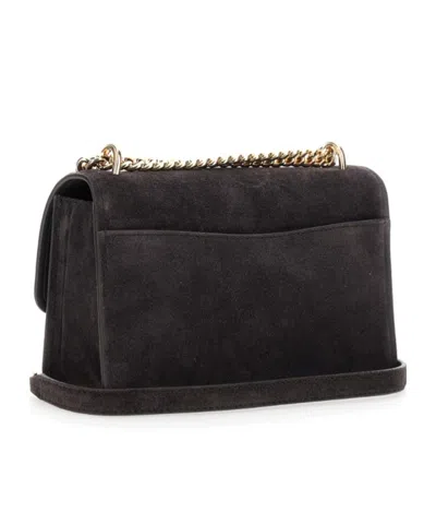 Michael Kors Brown Shoulder Bag With Chain Strap And Front Logo In Suede Woman In Brown