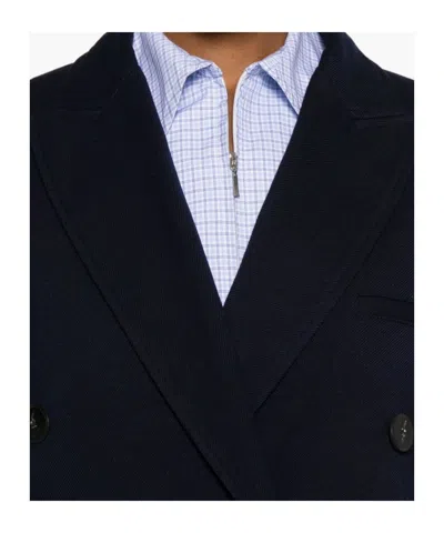 Forte Forte Tailored Double-breasted Jacket Featuring Flap Pockets In Blue