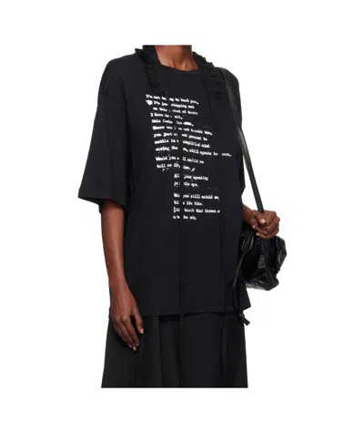 Ann Demeulemeester Agapi Printed High Comfort T-shirt With Detachable Collar In Black