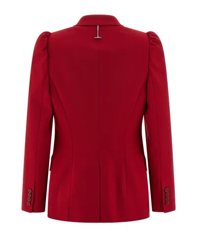 Alexander Mcqueen Mcqueen One-button Wool Grain De Poudre Jacket In Red