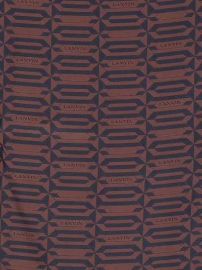 Lanvin Geometric Pattern All-over Print Scarf In Brown