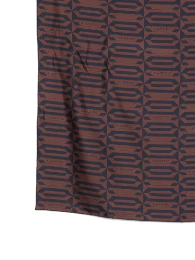 Lanvin Geometric Pattern All-over Print Scarf In Brown