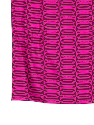 Lanvin Geometric Pattern Lightweight Rectangular Scarf In Pink