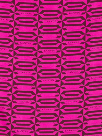 Lanvin Geometric Pattern Lightweight Rectangular Scarf In Pink
