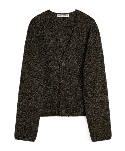 Our Legacy Brown Textured Wool Cardigan In Gray