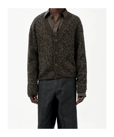 Our Legacy Brown Textured Wool Cardigan In Gray