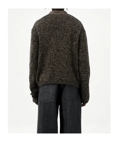 Our Legacy Brown Textured Wool Cardigan In Gray