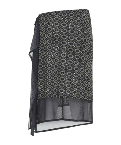 Dries Van Noten Asymmetric Skirt Featuring Geometric Design In Gray