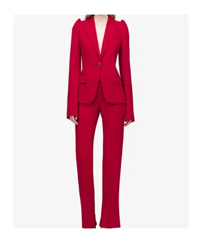 Alexander Mcqueen Mcqueen One-button Wool Grain De Poudre Jacket In Pink