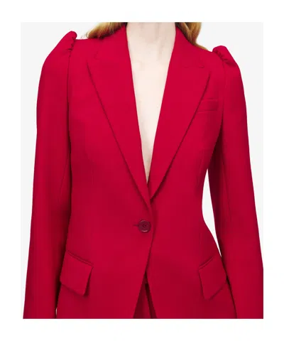 Alexander Mcqueen Mcqueen One-button Wool Grain De Poudre Jacket In Pink